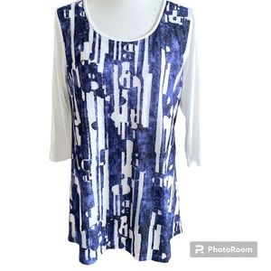 Soft Surroundings Navy/White 3/4 sleeve Top/Tee